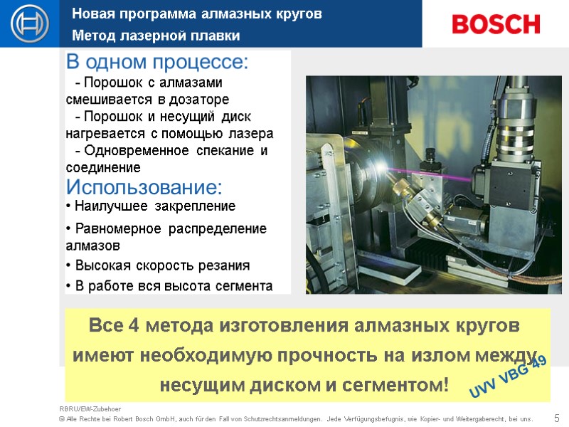 5 RBRU/EW-Zubehoer Все 4 метода изготовления алмазных кругов имеют необходимую прочность на излом между